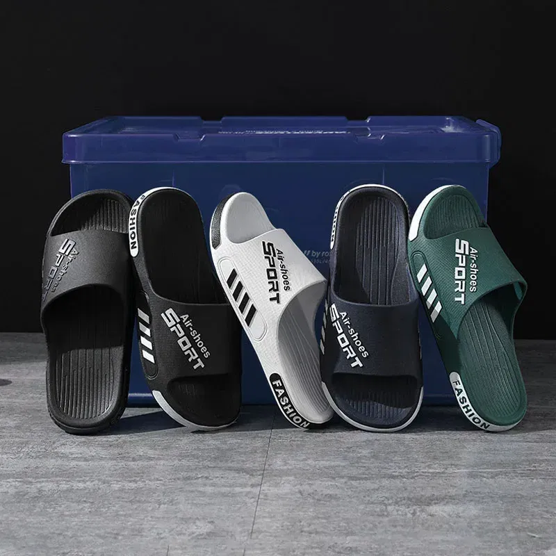 Color: Beige, Shoe Size: 5 - Fashion Men's Slippers PVC Soft Sole Non-slip Slides Casual Outdoor Beach Flip Flops Home Bathroom Couples Slippers New Sandal