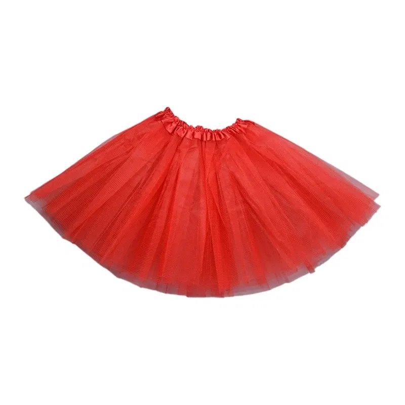 Color: Red - Children Kids Girls Ballet Skirts Elastic Mesh Tutu Ballerina Dress Gymnastics Dancing Skirt Princess Pettiskirts