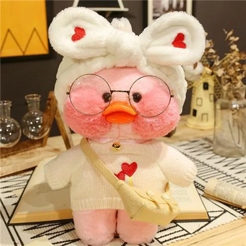 Color: Fluorescent Yellow, Height: 11cm-30cm - 30cm Kawaii Lalafanfan Duck Plush Toy Cartoon Lalafanfan Duck Doll Soft Stuffed Animal Plushie Birthday Gifts For Girl Children