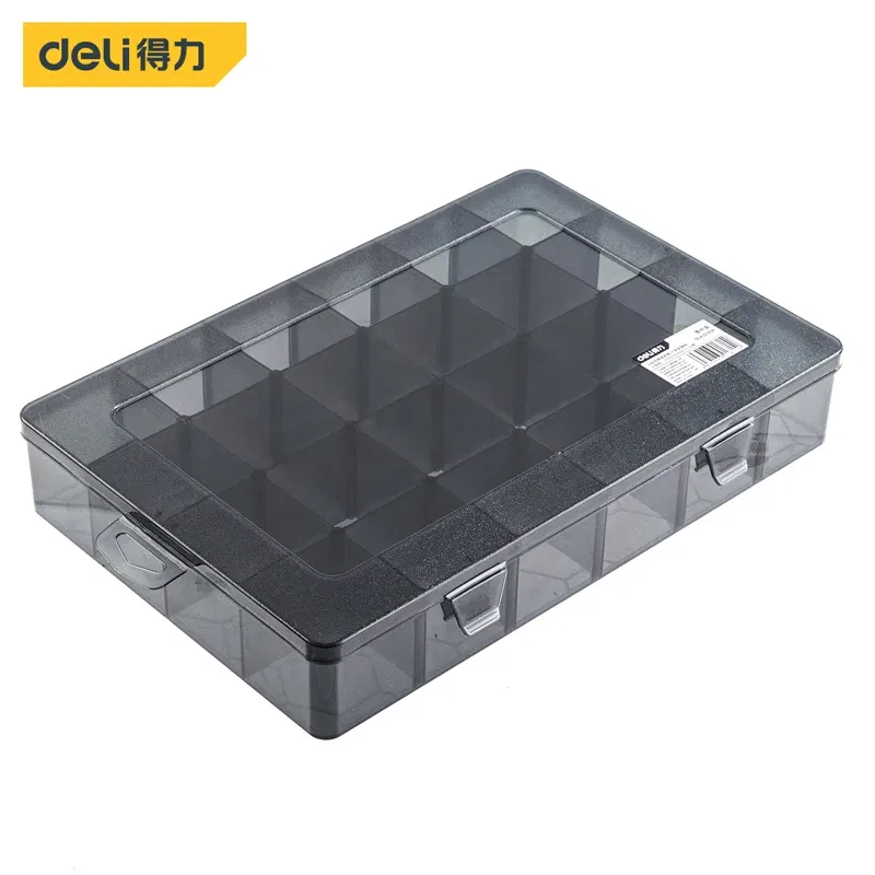 Color: Red - 1Pcs Multi-lattice Slots Tool Case Storage Boxes Adjustable Transparent Tool Box Screw Craft Jewelry Accessories Organizer Box