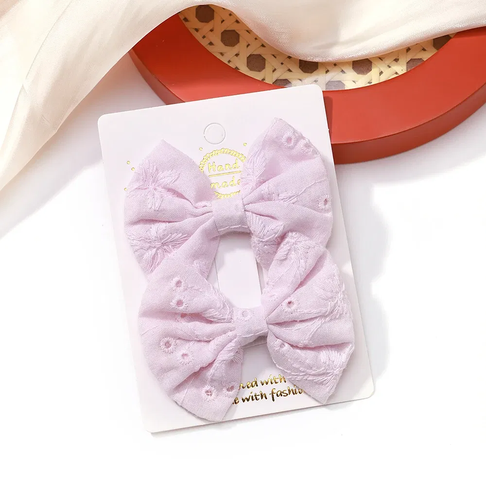 Color: Turquoise - 2Pcs/Set Solid Color Kids Bows Hair Clips for Baby Girls Handmade Plaid Bowknot Hairpin Barrettes Photograph Hair Accessories