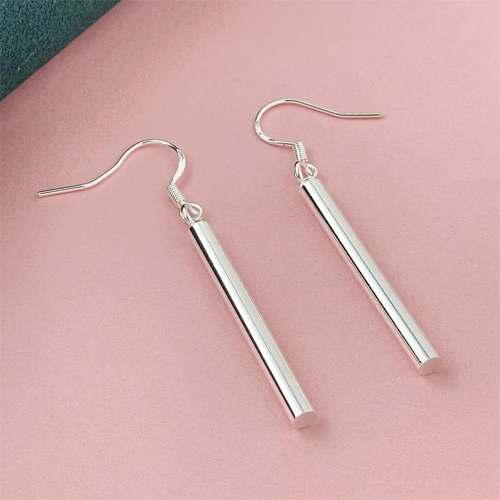 Gem Color: Mint - 925 Silver Heart Shape Earrings Women Exquisite Student Jewelry Accessories