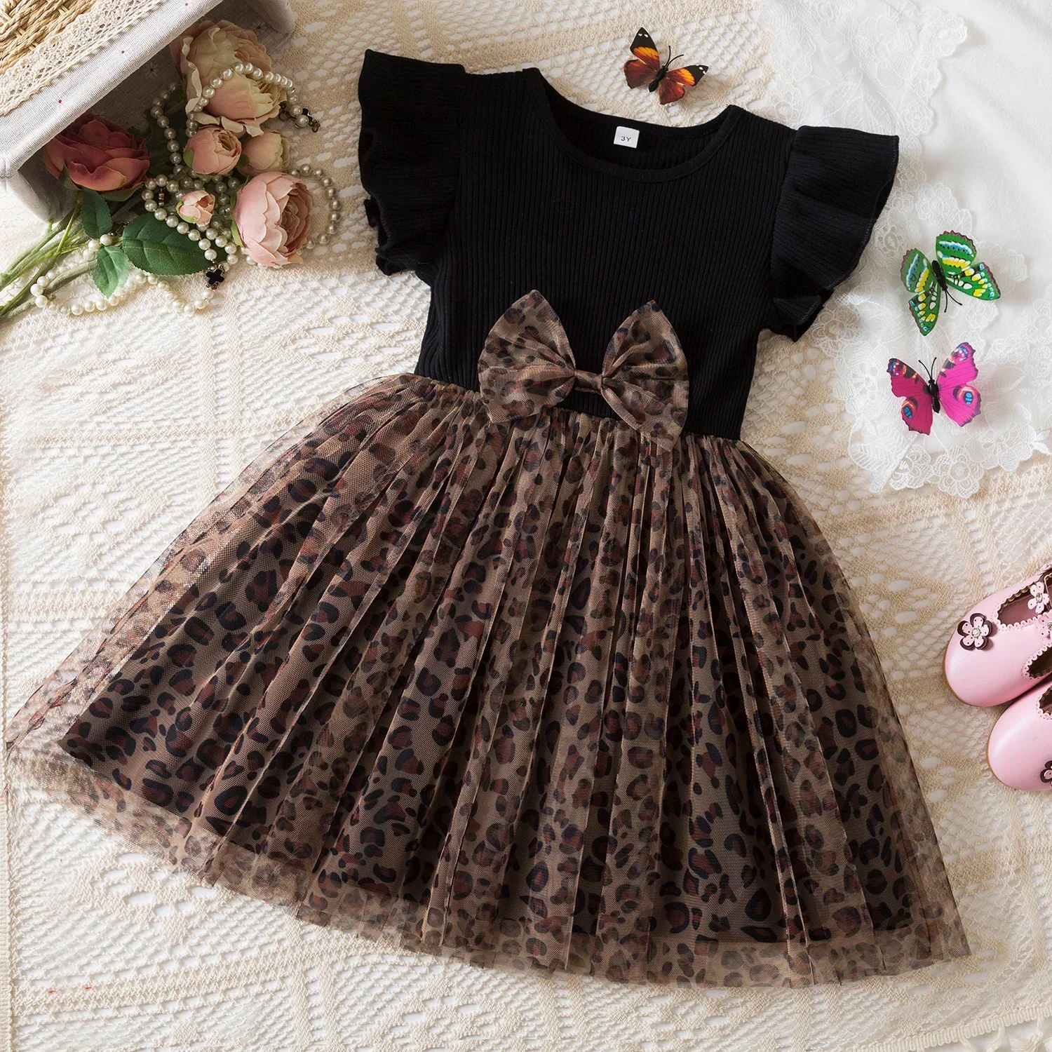 Color: black, Kid Size: 6 - Spring Autumn Full Sleeve Dress for Girls 3 to 8 Yrs Flower Girl Dress Children's Casual Clothing New Long Seelve Princess Dress