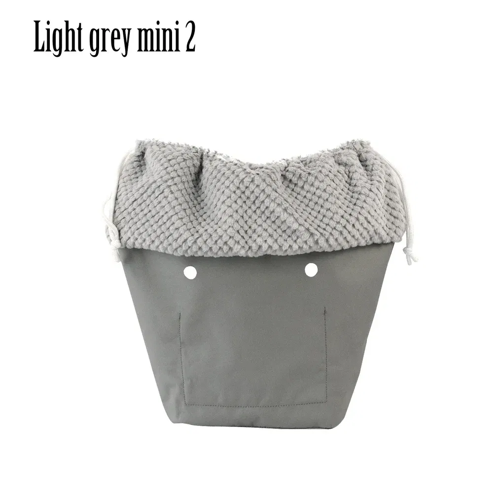 Color: DEEP BLUE - 2025 Winter O Bag Large Capacity Classic Mini Plush Fur Furry Organizer Top Drawstring Colorful Inner Insert for Obag Winter