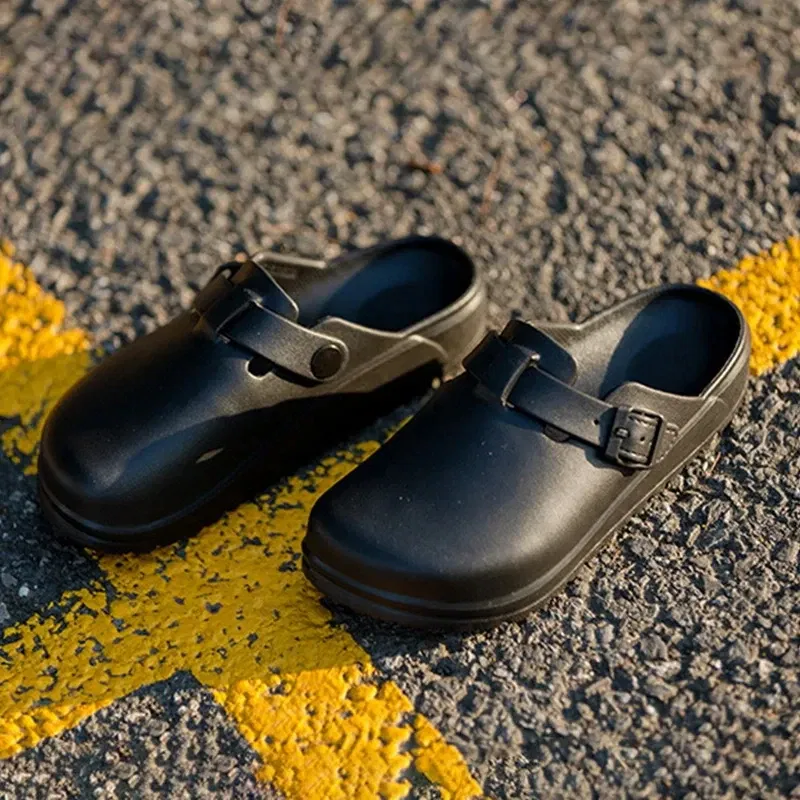 Color: Mustard, Shoe Size: 45 - Eyriphy Women Clogs Slippers Men Working Shoes Nurses Soft Eva Slides Anti-Slip Lab Waterproof Medical Slippers Fashion Sandals