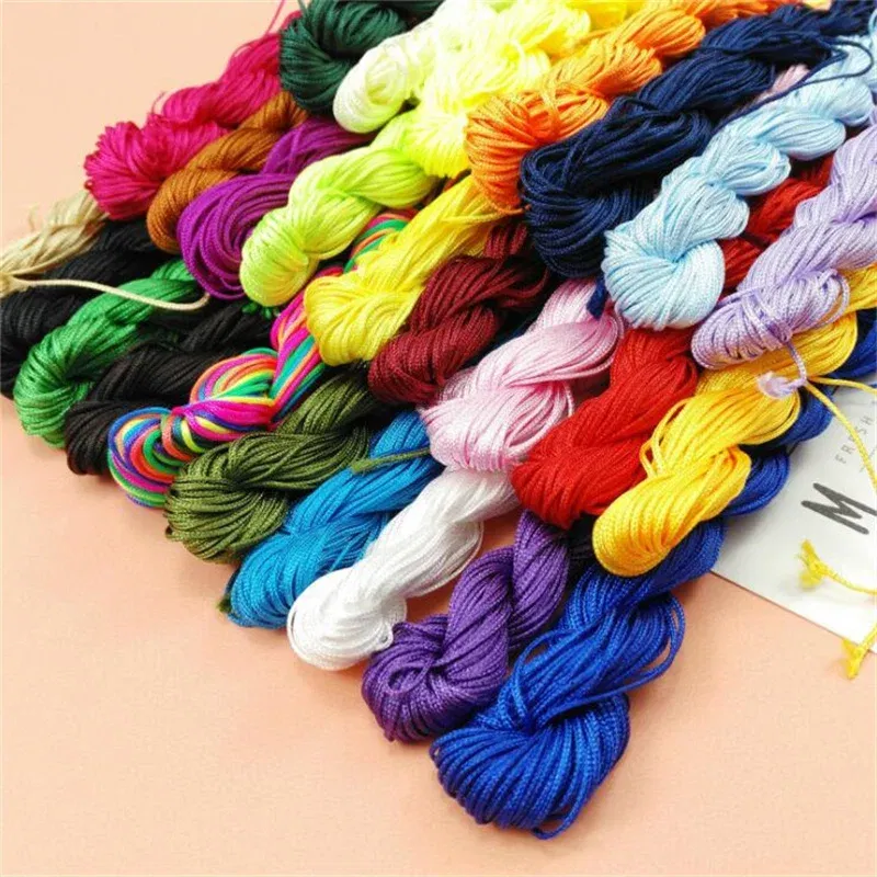 Color: Rose Red - 24m Polyester Braided Jade Thread For DIY Handmade Necklace Bracelet Trinket Pendant Braided Accessories Jewelry Making Finding
