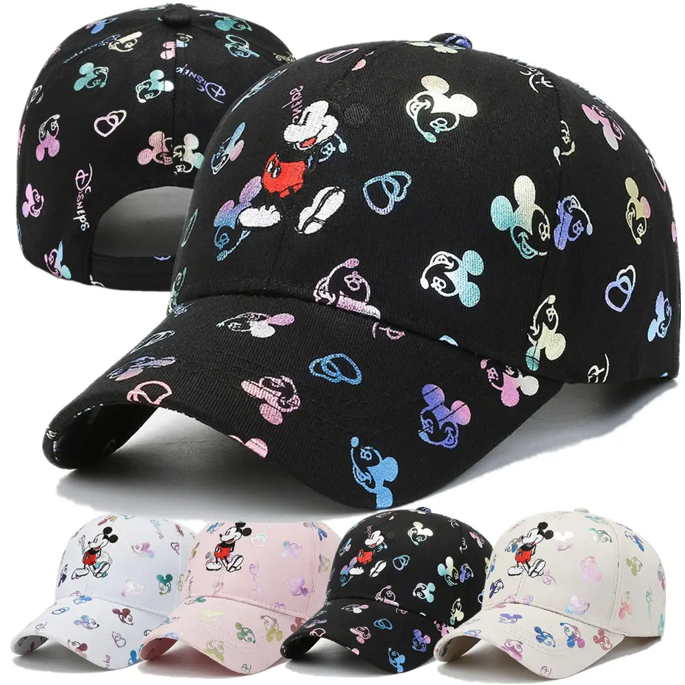 Color: WHITE, Size: Adjustable - Hot Sale Women Cartoon Cap Mickey Mouse Baseball Cap Female Streetwear Dad Hat
