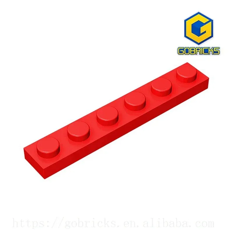 Color: green - Gobricks GDS-505 Plate 1 x 6 compatible with lego 3666 pieces of children's DIY building block Particles Plate DIY