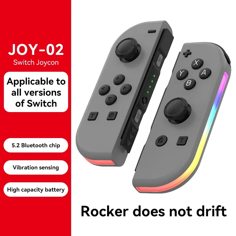 Color: grey - STORM WYRM Bluetooth Joystick for Switch NS Game Left and Right Wireless RGB With Light Small Handle JOY-02