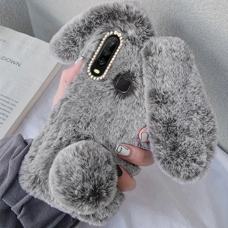 Color: Blue, Material: Neoprene - Warm Plush Rabbit Fluffy fur Cover for Samsung A15 A25 A35 A55 A14 A24 A34 A54 A13 A23 A33 A53 A12 A22 A32 A52 A51 Phone Case