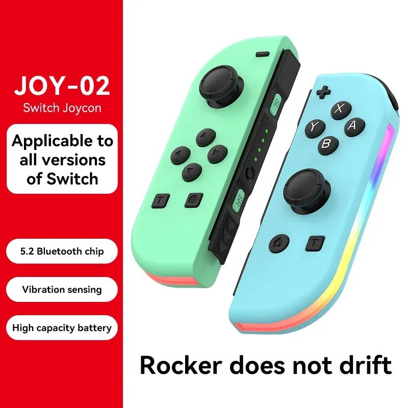 Color: green - STORM WYRM Bluetooth Joystick for Switch NS Game Left and Right Wireless RGB With Light Small Handle JOY-02