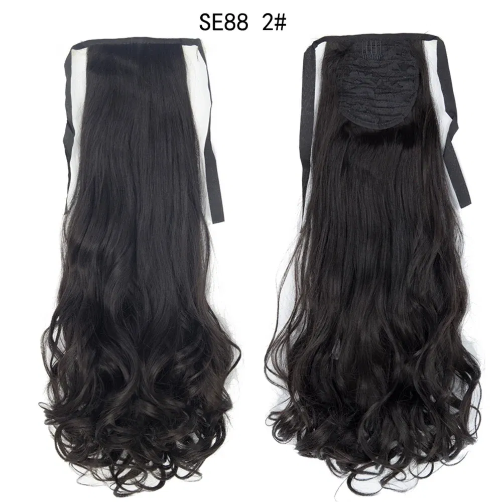 Color: #10 - LINWAN Synthetic Long Straight Wrap Around Clip In Ponytail Hair Extension Heat Reistan Pony Tail Fake Hair