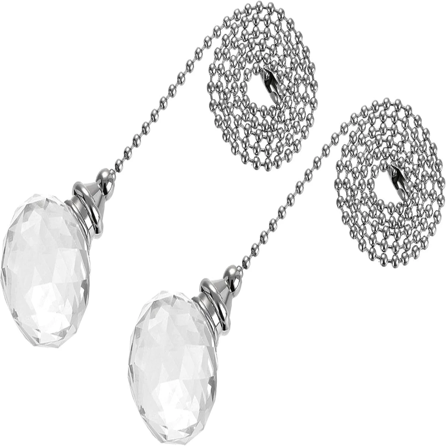 Color: Pink, Ships From: CHINA - Ceiling Fan Pull Chain, 20 Inch Nickel Finish Chain Ornament Extension, 30mm Red Crystal Ball Pendant 2Pcs