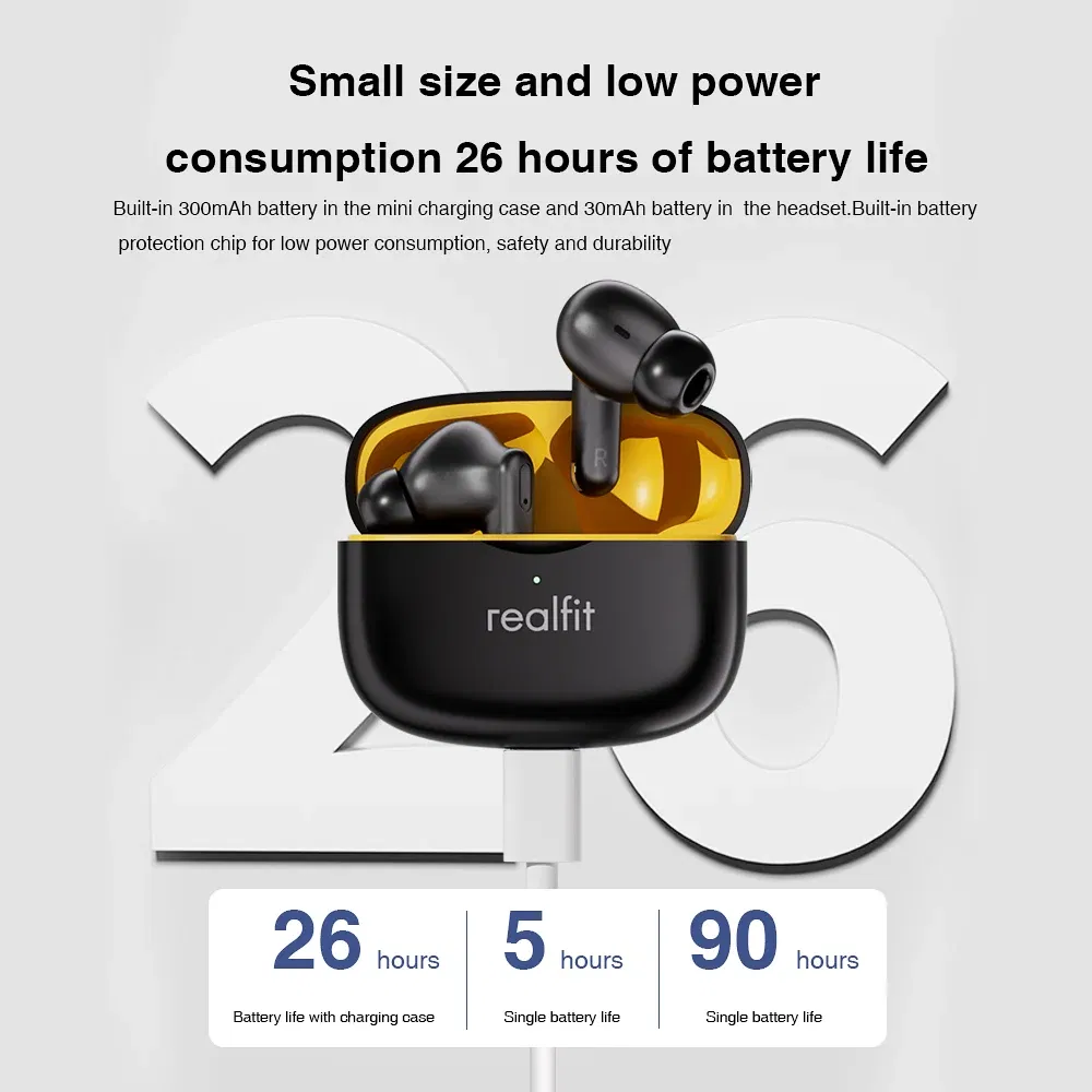Color: Pink - Realfit F3 ANC Active Noice Cancellation Bluetooth Earphones ENC Call HIFI Stereo Superb Bass Wireless Earbuds Sport Gaming