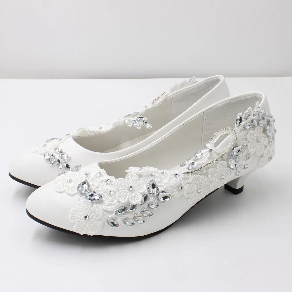 Color: WHITE, Shoe Size: 37, Ships From: CHINA - 【Xingchenmao?‘Low heel large size bridal shoes White large size soft top women's shoes handmade lace simple single shoes BH0710