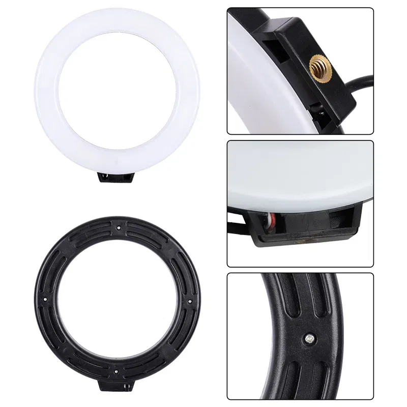 Color: Sky blue, Ships From: CHINA - 6inch Mini LED Desktop Video Ring Light Selfie Lamp With Tripod Stand USB Plug Table Lamp For Make TikTok Youtube Makeup Video