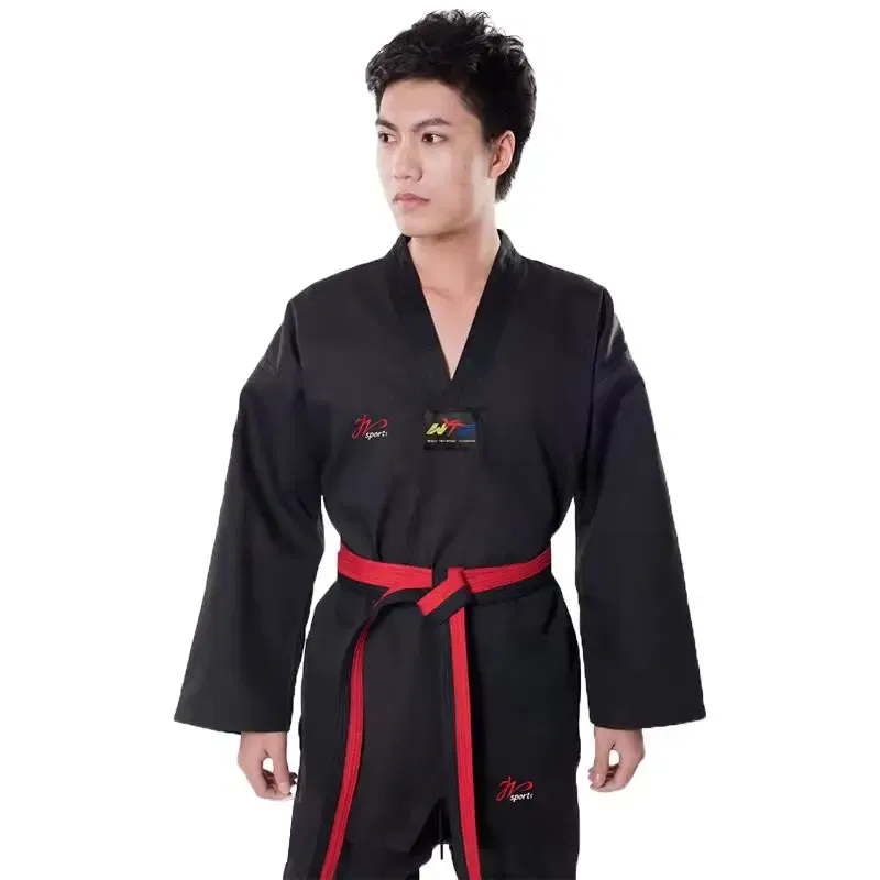 Color: Black, Size: XXXL - High Quality Black Taekwondo Dobok Training Taekwondo Suits Embroidery Uniforms Poomsae Dobok WTF Approved Size 140-190cm