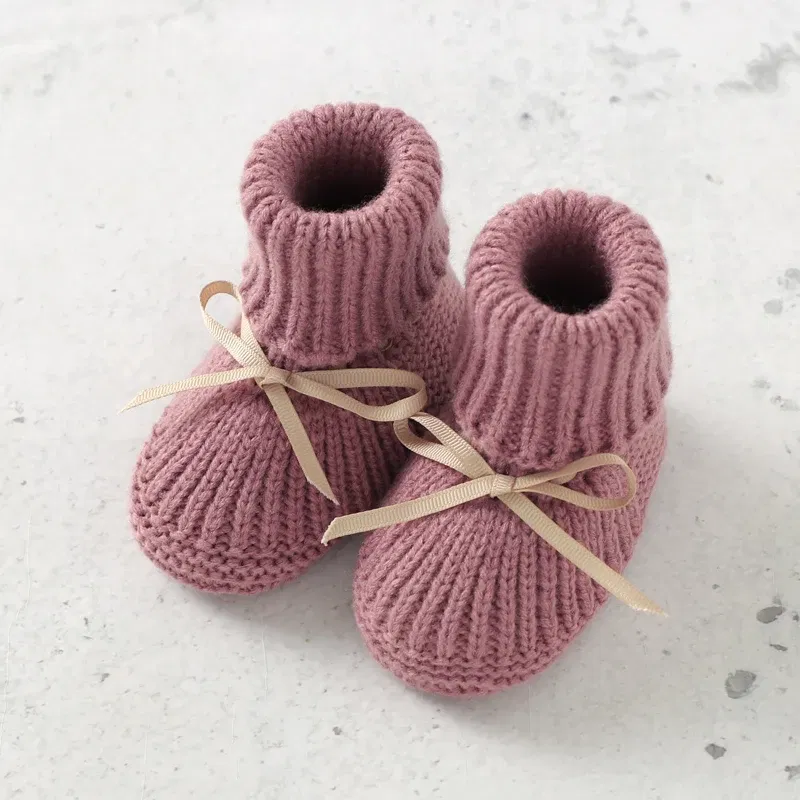 Color: Gold, Baby Age: 19-24 Months - Baby Shoes + Gloves Set Knit Newborn Girls Boys Boots Mitten Fashion Butterfly-knot Toddler Infant Slip-On Bed Shoes Hand Made