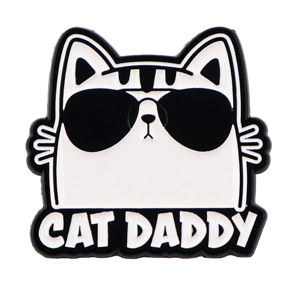 Metal color: Gold-color, Main Stone Color: WHITE - Cool Cat Enamel Pin Funny Quotes Brooch Pines Lapel Pins Badge on Backpack Clothing Accessories Fashion Jewelry Dad Mom Gift
