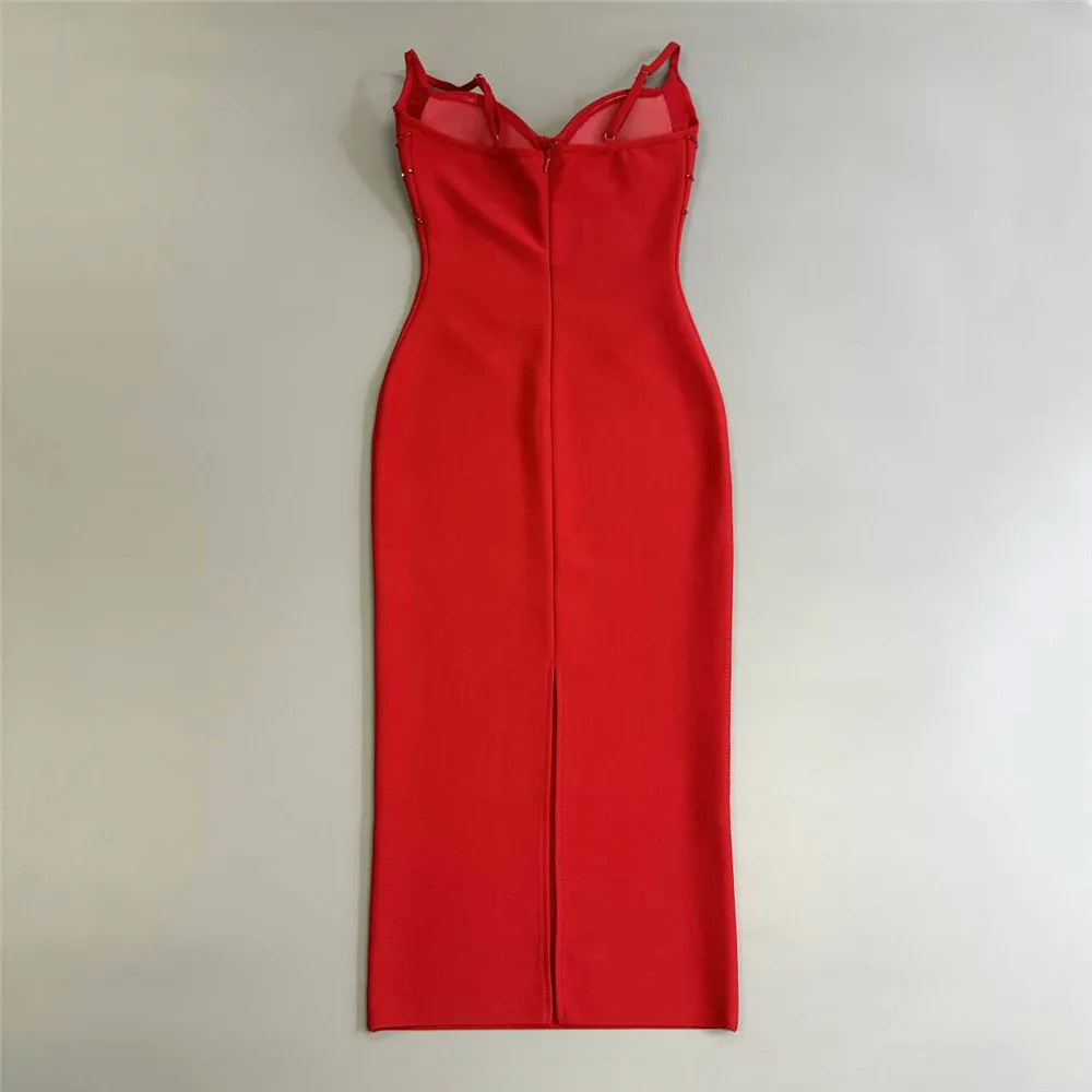 Color: black, Size: M - Women Sexy Beading Spaghetti Strap Bandage Dress Bodycon Clothes Club Party Celebrity Elegant Dresses