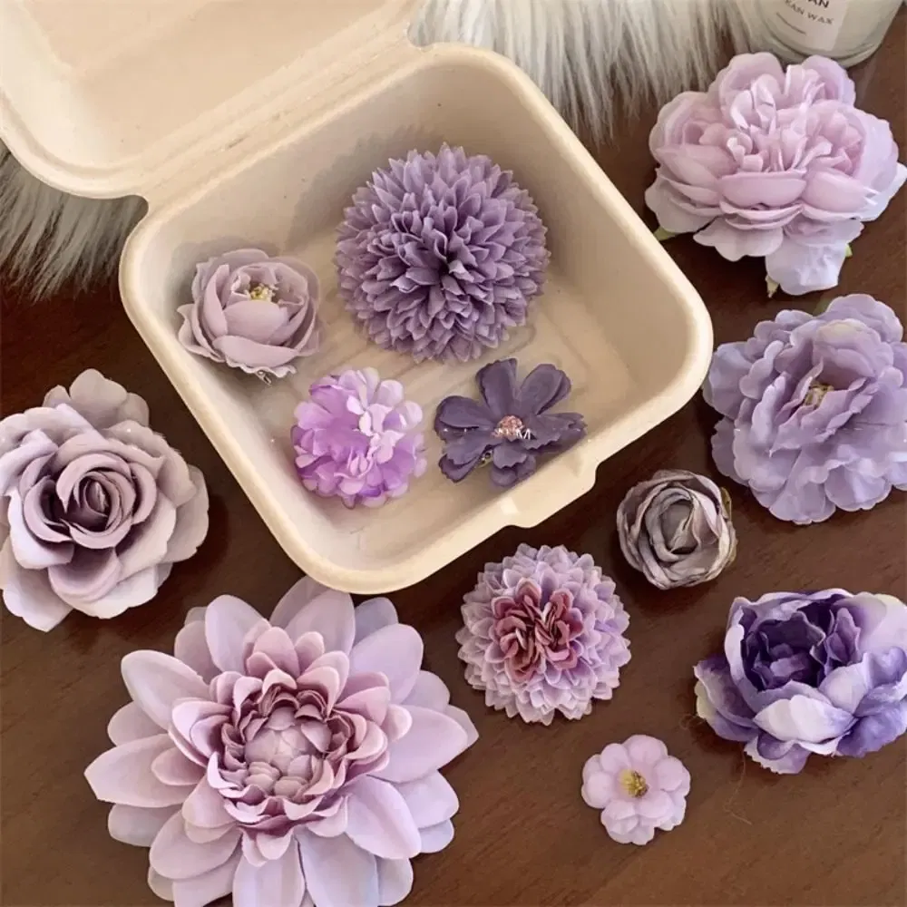 Color: black - Purple Flower Hair Clip Cute Sweet Hairpin Seaside Vacation Beach Photography Headwear Hair Accessories