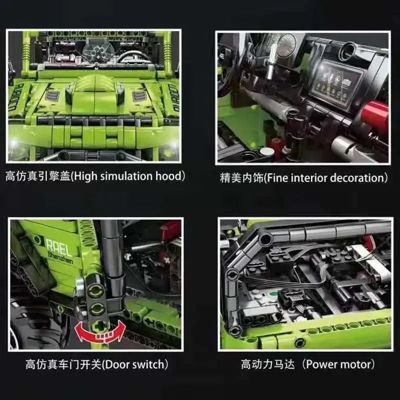 Color: light green - Technical Car APP Remote Control Motor Power SUV Series Building Blocks Bricks MOC Off-road Vehicle Model Sets Boy Toys Kid Gift