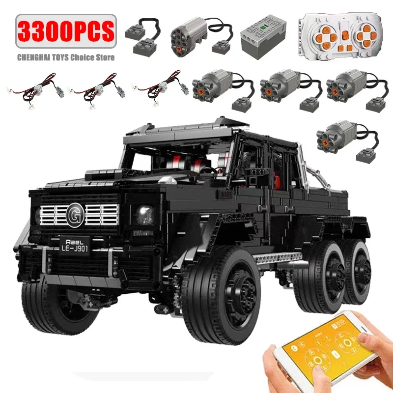Color: light green - Technical Car APP Remote Control Motor Power SUV Series Building Blocks Bricks MOC Off-road Vehicle Model Sets Boy Toys Kid Gift