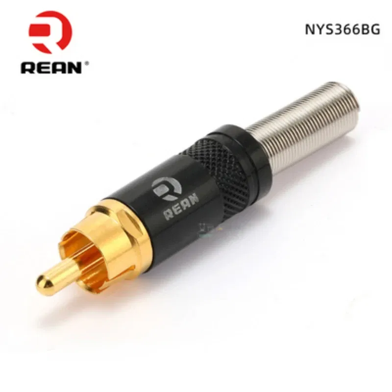 Color: Pink - 1pcs REAN RCA audio AV video plug gold-plated large tail diameter NYS366-BG fever HIFI DVD