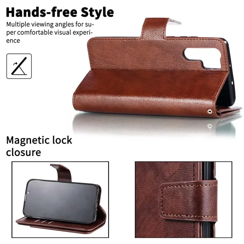 Color: Black, Material: ABS - Flip Leather Case for Redmi Note 13 12 11 Pro 13C 9 9A 9C Wallet Card Cover For Xiaomi 13T 11T Poco X5 C65 M6 X4 Pro