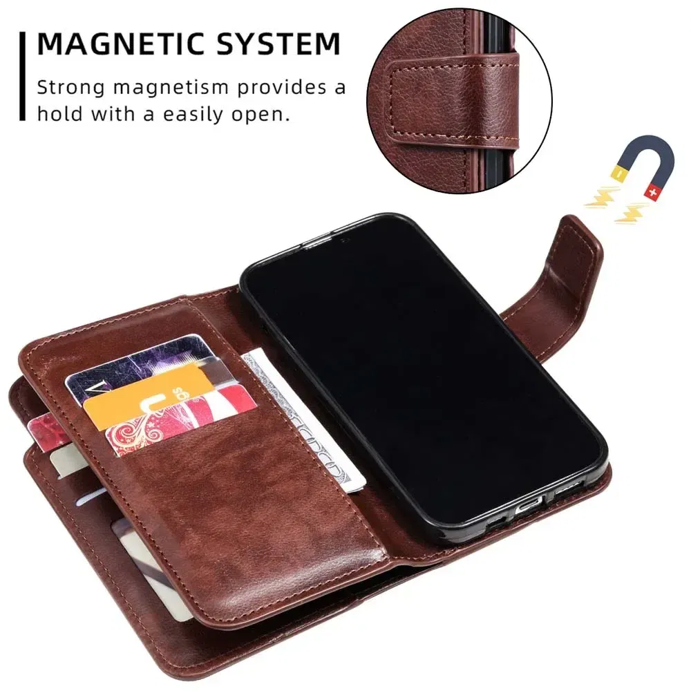 Color: Black, Material: ABS - Flip Leather Case for Redmi Note 13 12 11 Pro 13C 9 9A 9C Wallet Card Cover For Xiaomi 13T 11T Poco X5 C65 M6 X4 Pro