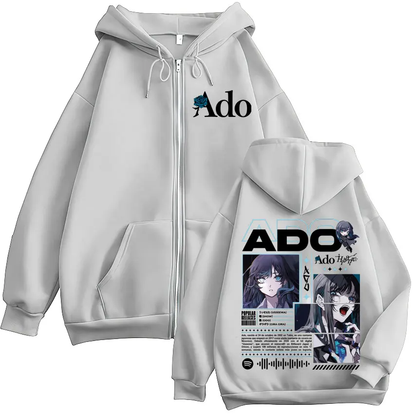 Color: black, Size: S - Ado World Tour 2025 Hibana Zipper Hoodies Men Women Clothing Fashion Harajuku Zip Up Sweatshirts Pullover Jacket Coat Streetwear