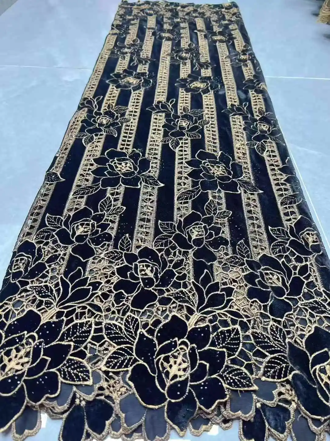 Color: SKY BLUE, Width: 120cm, Length: 5 yards - African Velvet Mesh Lace Fabric Wholesale High Quality Nigerian French Lace Embroidery for Sewing Party Dresses 2026