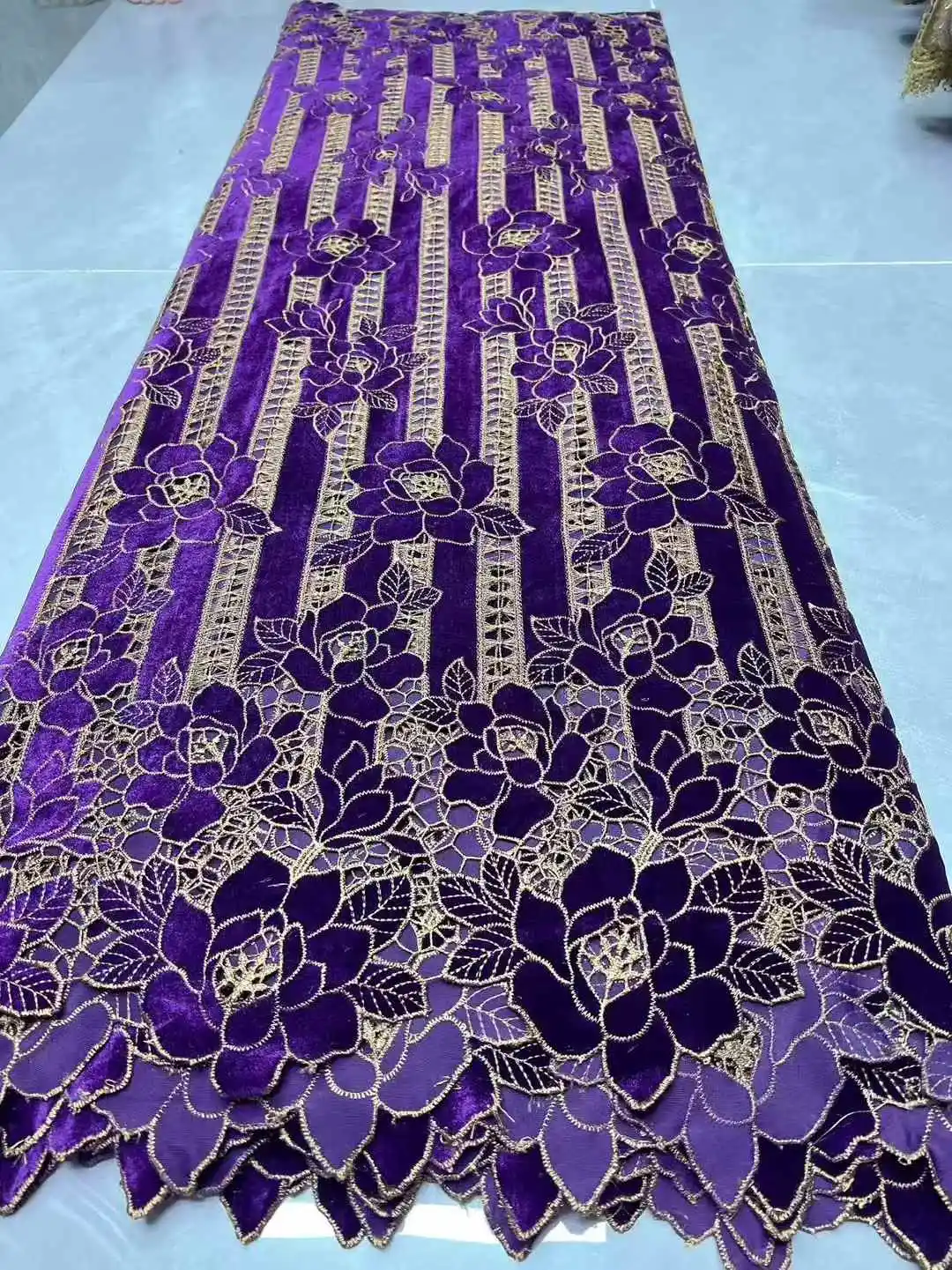 Color: SKY BLUE, Width: 120cm, Length: 5 yards - African Velvet Mesh Lace Fabric Wholesale High Quality Nigerian French Lace Embroidery for Sewing Party Dresses 2026