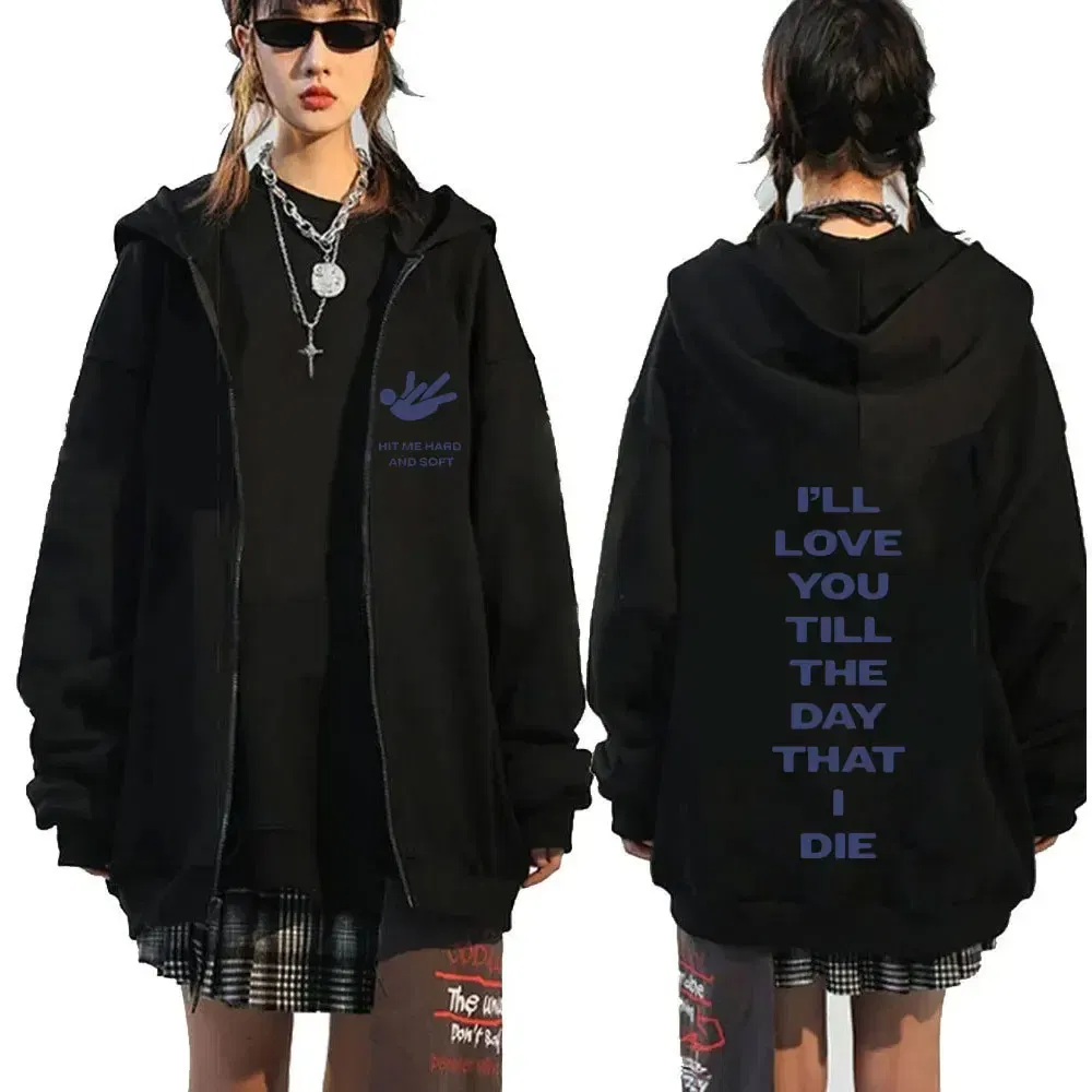 Color: green, Size: XXL - Hit Me Hard and Soft 2025 Tour Zipper Hoodies Men Women Harajuku Pullovers Fashion Hip Hop Zip Up Sweatshirts Jackets Fans Gift