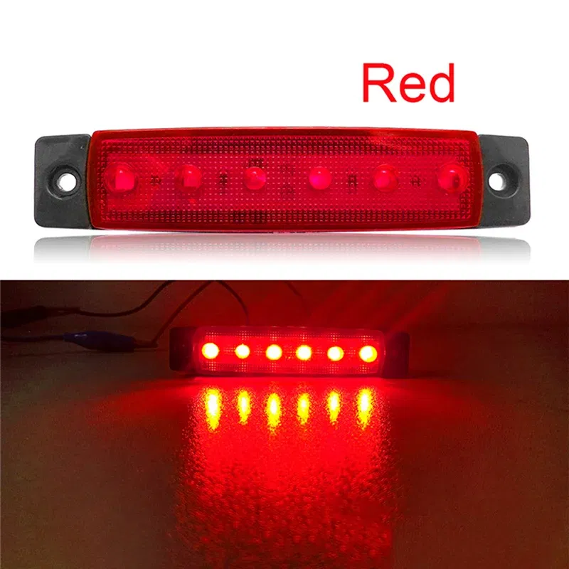 Emitting Color: Blue - 1Pcs Truck Trailer Side Marker Indicators clearance Light Car Brake Rear Highlight Tail Light 6LED 12V/24V Warning Signal Lamp