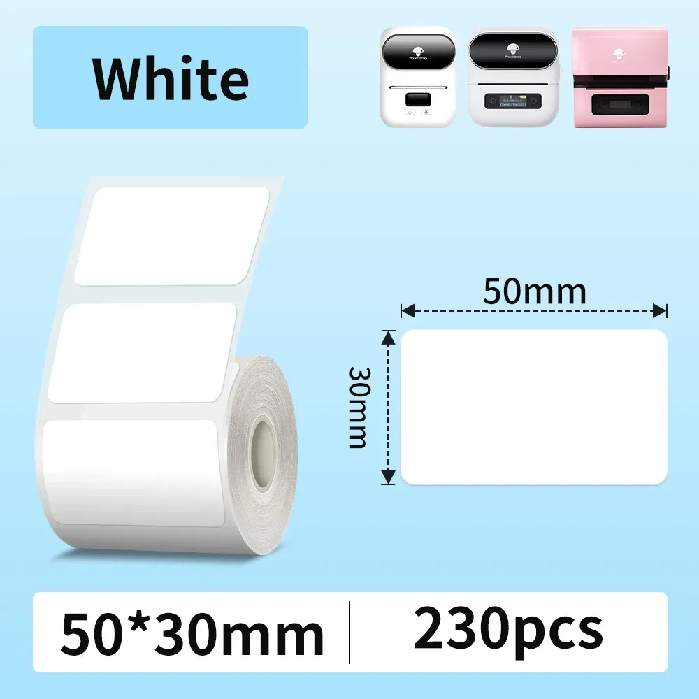 Color: Blue - Phomemo Label Maker Paper M110 Label Adhesive Paper White Waterproof Thermal Sticker for M110 M221 M200 M220 Portable Printer