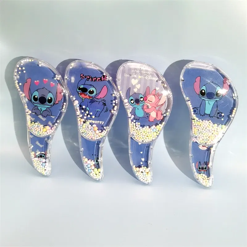 Color: Red - Disney Stitch S-shaped Comb Cute Cartoon Massage Curly Hair Anti Knotting Portable Hairdressing Comb Girl&Child Holiday Gifts