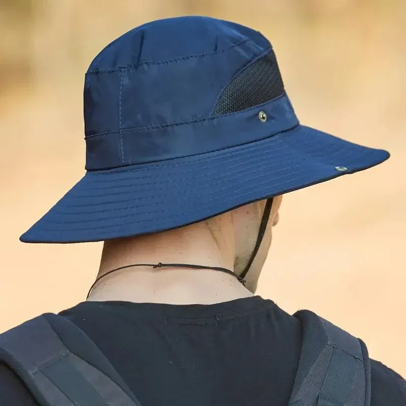 Color: black, Size: One Size - 100% Polyester New Summer Breathable Fisherman Hat Outdoor Mountaineering Hat Big Eaf Sunshade Hat Benni Hat
