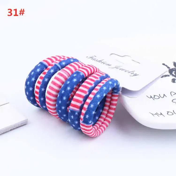 Color: Black Green, Ships From: CHINA - 6PCS/Sett Cute Girls Elastic Hair Bands Scrunchies Ponytail Holder Rubber Bands Hair Ties Sweet Kids Hair Rope Hair Accessories
