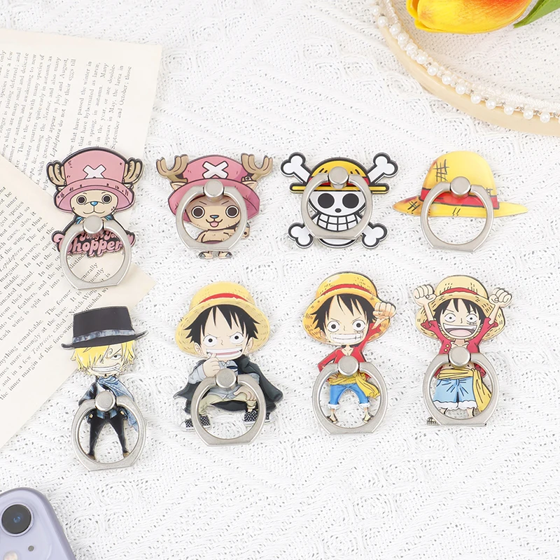 Color: Brown - Anime One Piece Mobile Phone Stand Holder Finger Ring Chopper Luffy Phone Ring Buckle Bracket For IPhone Huawei Xiaomi All Phone