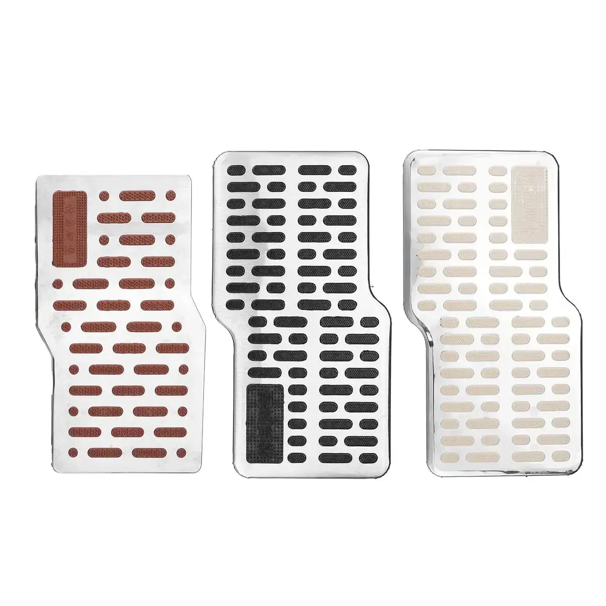 Color Name: Brown - Car Foot Rest Pedal Board Floor Carpet Mat Anti-slip Stainless Steel Heel Pad Car Truck Suv Black Beige Brown