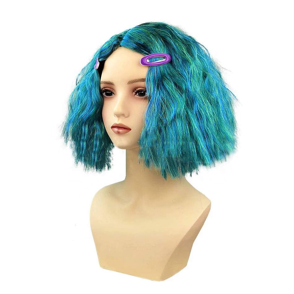 Color: Yellow - Exclusive Masquerade Joy Sadness Envy Disgust Multiple Styles Wig with Headpiece and Waterdrop Clips Elevate Your Costume Game