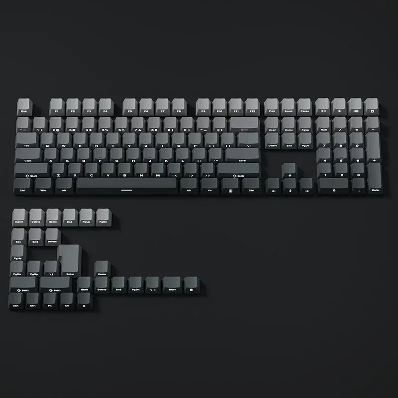 Color: GRAY - Gradient Keycaps Side Printed Shine Through PBT Double Shot OEM Profile for MX Switches Gaming Keyboard