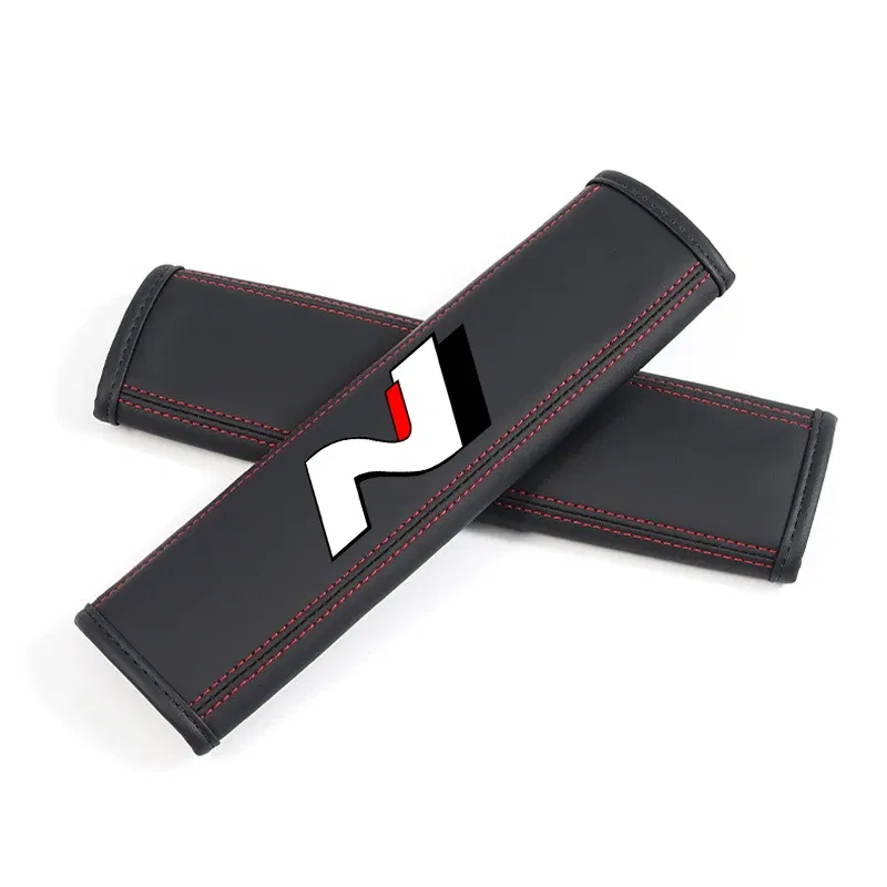 Color Name: black - Car Seat Belt Nappa Leather Safety Belt Shoulder Covers Interior For Hyundai N Line I30 2021 Sonata Elantra Veloster Kona Tucson