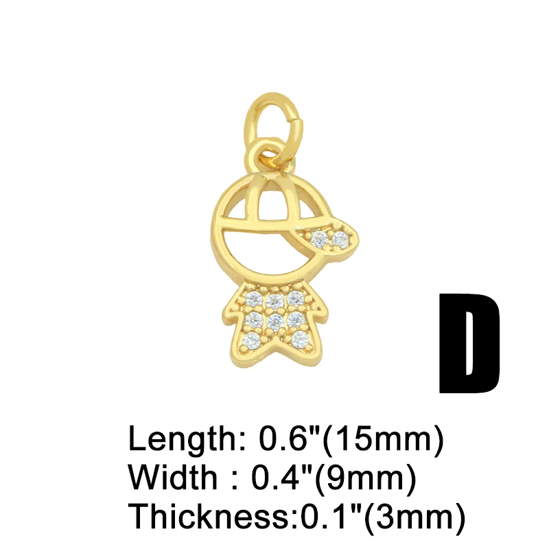 Metal color: VIOLET - OCESRIO Gold Plated CZ Small Boy and Girl Charms for Necklaces Copper DIY Handmade Pendants for Earrings Wholesale chma091