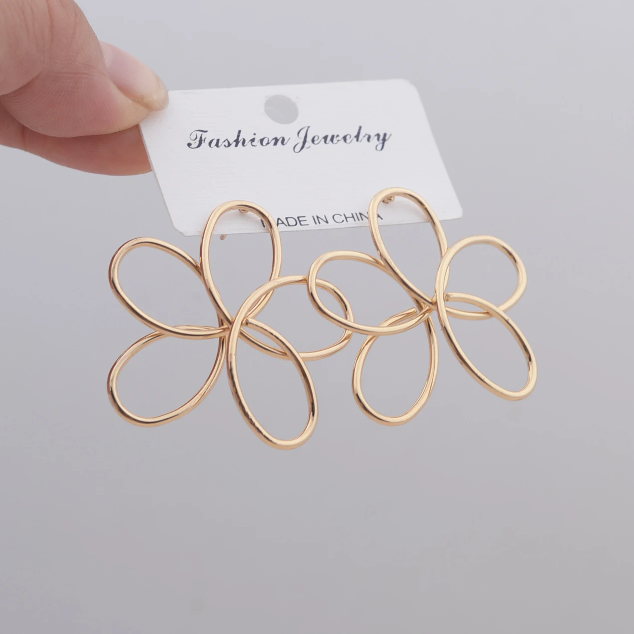 Metal Color: BROWN - Hollow Big Five-petaled Flower Metal Line Drop Earrings for Women Art Brincos Hyperbole Fashion Party Jewelry