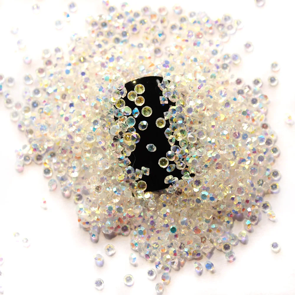 Color: SKY BLUE - 1440pcs Shiny Crystal AB Mini Pixie Nail Rhinestones Glitter 3D Micro Diamonds for Nails Art DIY Accessories
