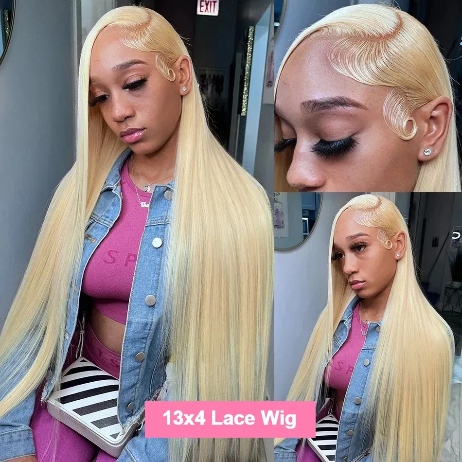 Hair Color: #16, Stretched Length: 18inches, Density: 180%, Ships From: CHINA - Blonde 613 Hd Lace Frontal Wig 13x6 13x4 Transparent Hd Lace Front Wig 30 Inch Brazilian Bone Straight Colored Human Hair Wigs