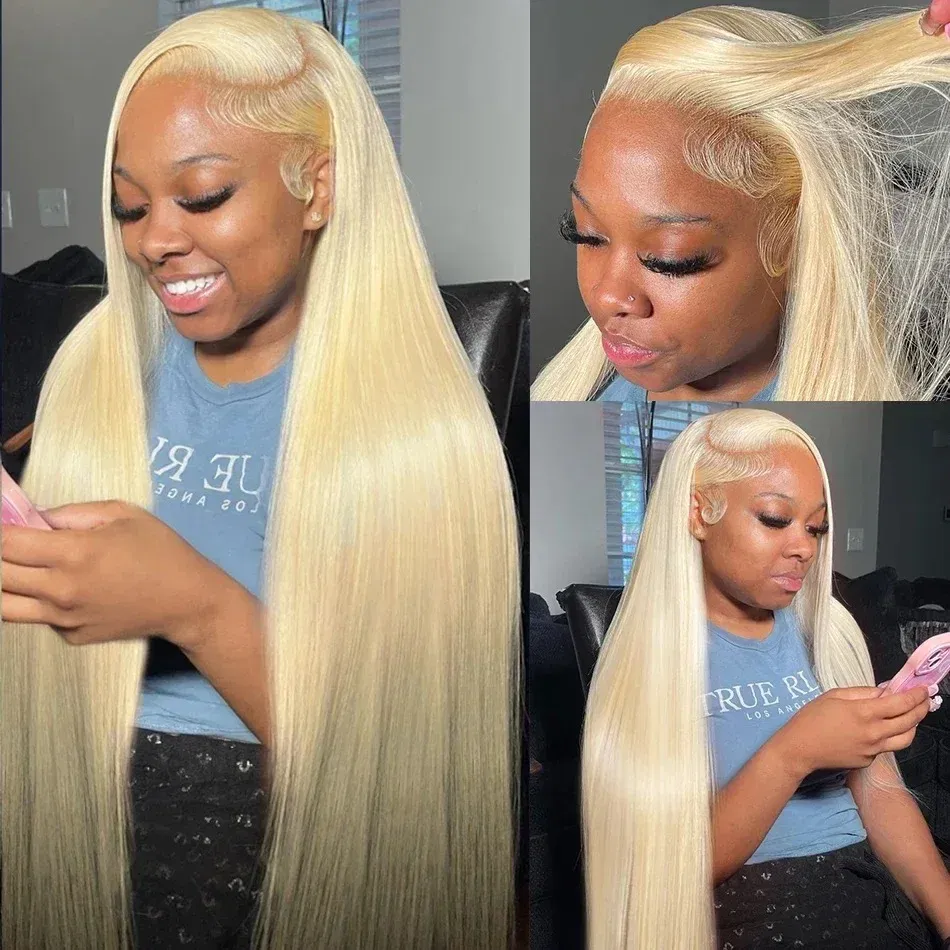 Hair Color: #16, Stretched Length: 18inches, Density: 180%, Ships From: CHINA - Blonde 613 Hd Lace Frontal Wig 13x6 13x4 Transparent Hd Lace Front Wig 30 Inch Brazilian Bone Straight Colored Human Hair Wigs