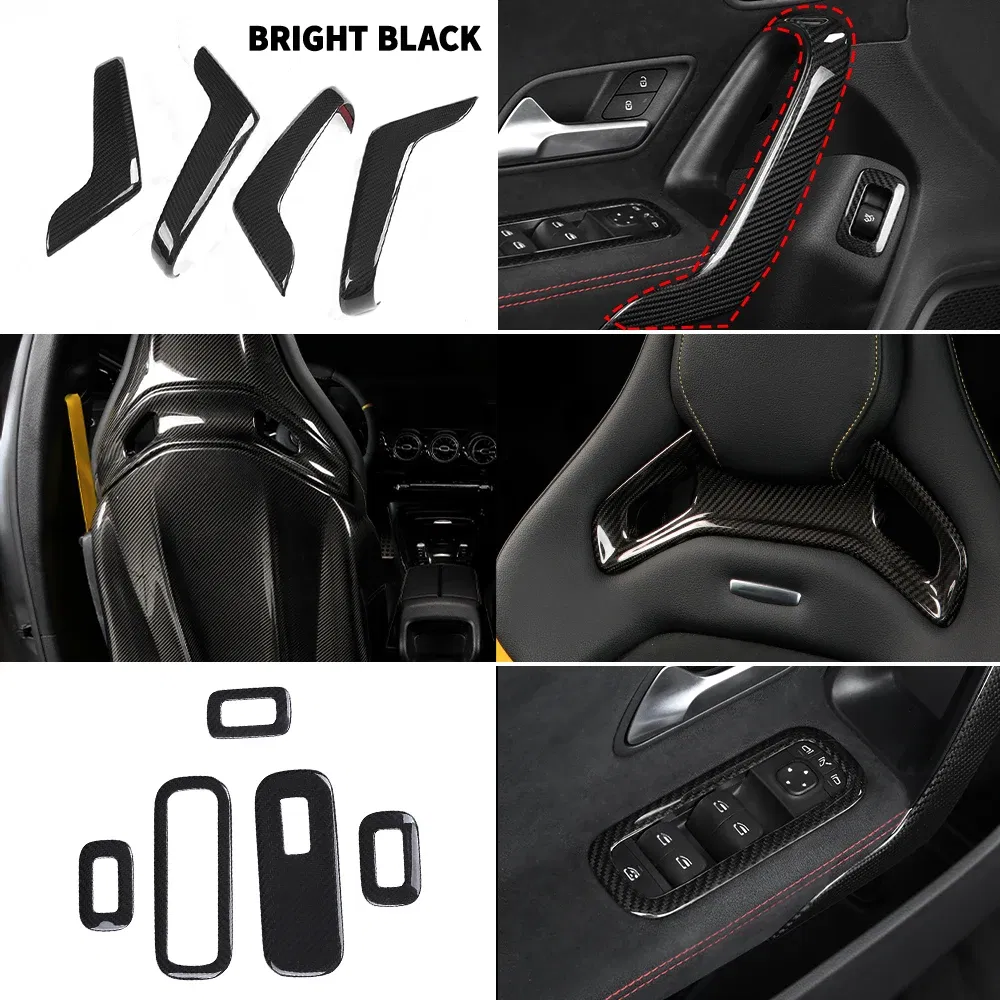 Color Name: APRICOT - Carbon Fiber Car Stickers For Mercedes Benz Accessories AMG/A Class/CLA 35 Center Console Gear Air Conditioning Outlet Cover